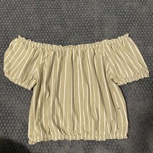 Light green off shoulder crop AE